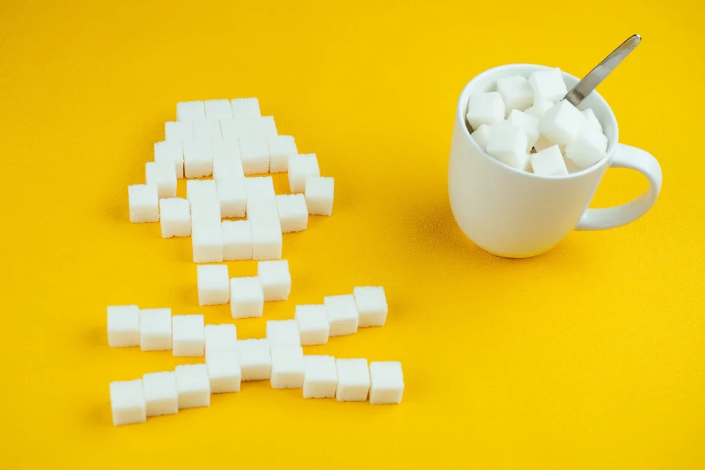 cukier przedstawiony jako substancja szkodliwa i toksyczna
