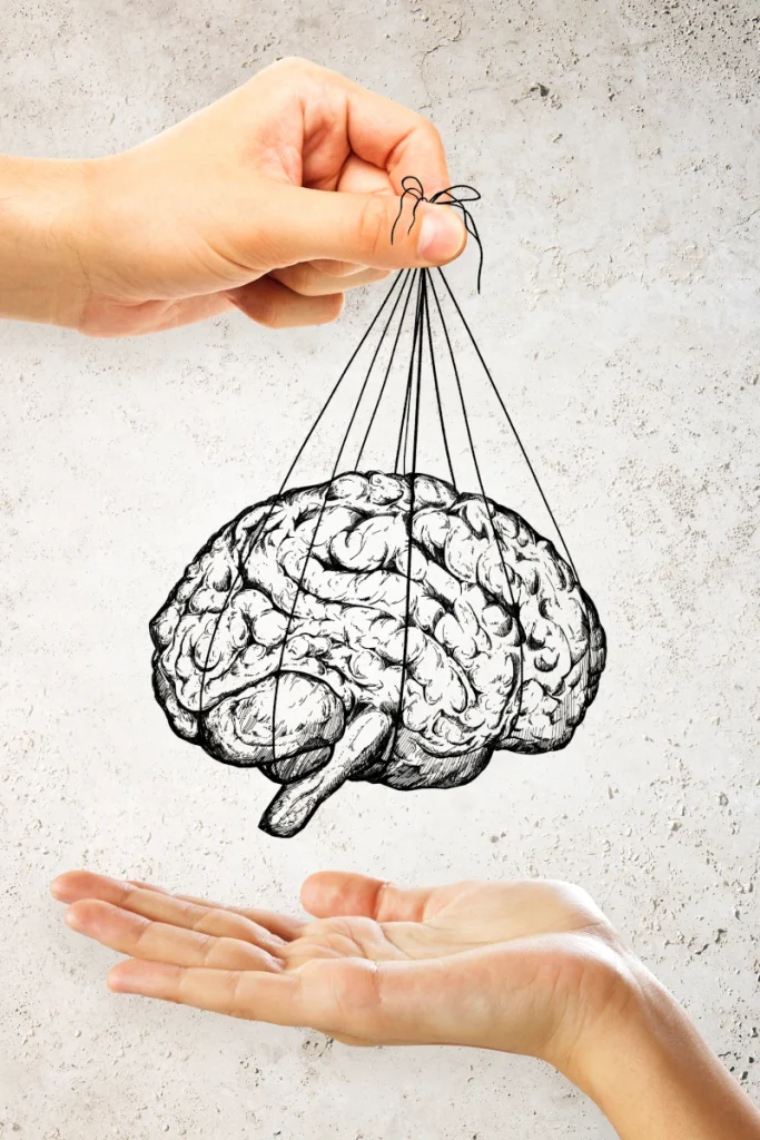 mózg znajdujący się w pułapce psychologicznej